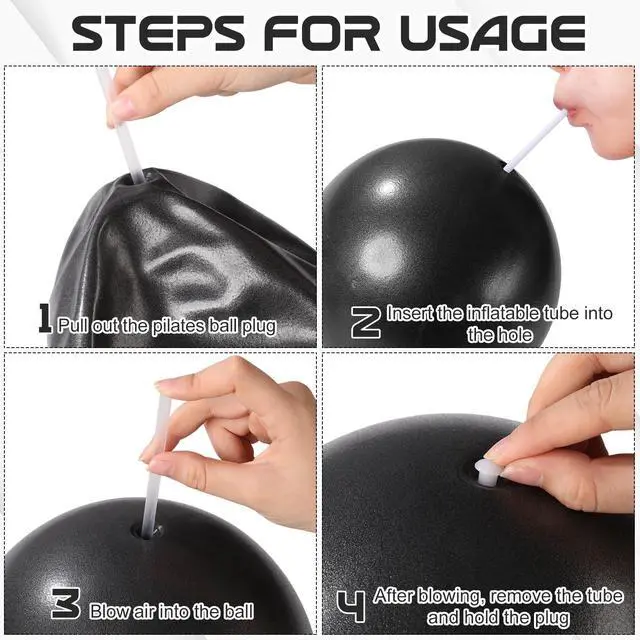 Alt view image 4 of 7 - Pilates Ball, 9,8 Inch Black Small Exercise Mini Yoga Soft Workout Ball for Home Gym Yoga, Pilates, Core Training, Workout, Balance, Stability