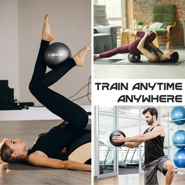 Alt view image 6 of 7 - Pilates Ball, 9,8 Inch Black Small Exercise Mini Yoga Soft Workout Ball for Home Gym Yoga, Pilates, Core Training, Workout, Balance, Stability