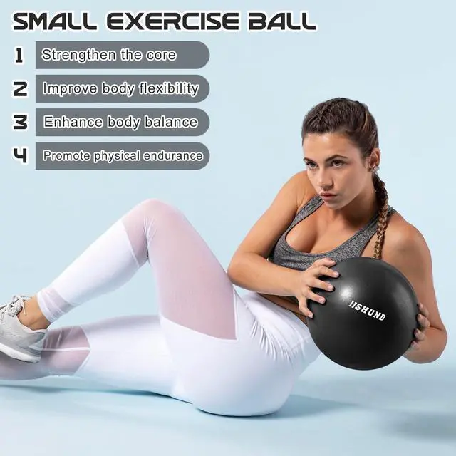 Alt view image 5 of 7 - Pilates Ball, 9,8 Inch Black Small Exercise Mini Yoga Soft Workout Ball for Home Gym Yoga, Pilates, Core Training, Workout, Balance, Stability