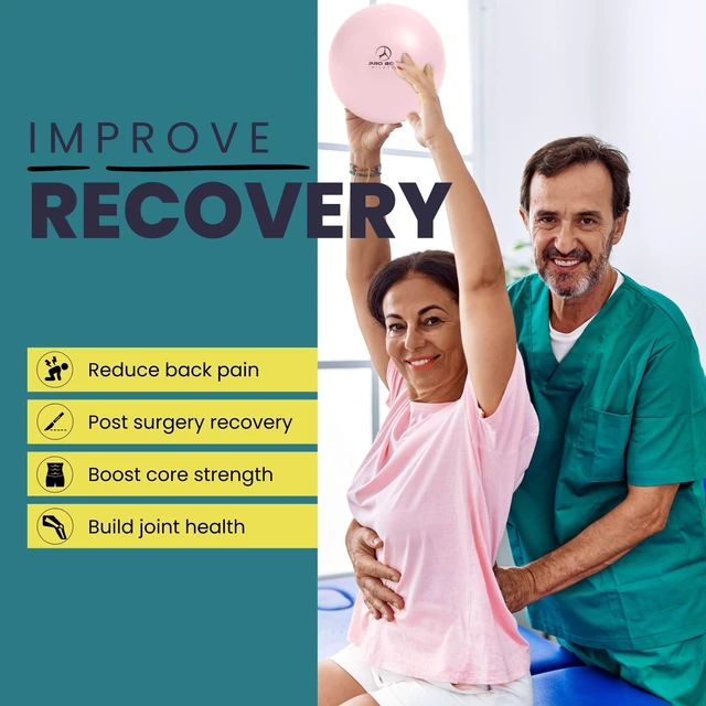 Alt view image 2 of 7 - Ball Small - 9 Inch Physical Therapy Ball (Rose) | PT-Grade Anti-Burst PVC, Between-Knees Stability, Postpartum & Rehab, Small Exercise Ball, Inflator