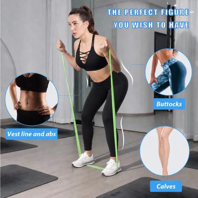 Alt view image 2 of 7 - Resistance Bands Set for Physical Therapy, Rehab, Yoga and Pilates | Latex-Free elastic exercise bands suitable for rehab, yoga, Pilates, gym workouts, stretching, and home exercise