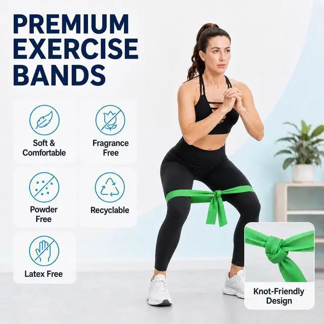 Alt view image 4 of 7 - Resistance Bands Set for Physical Therapy, Rehab, Yoga and Pilates | Latex-Free elastic exercise bands suitable for rehab, yoga, Pilates, gym workouts, stretching, and home exercise