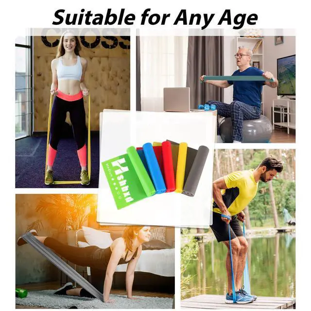 Alt view image 7 of 7 - Resistance Bands Set for Physical Therapy, Rehab, Yoga and Pilates | Latex-Free elastic exercise bands suitable for rehab, yoga, Pilates, gym workouts, stretching, and home exercise