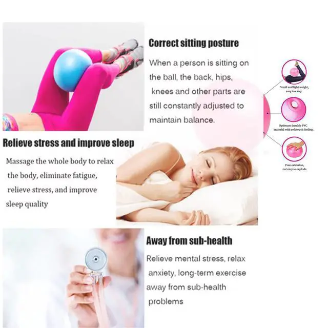 Alt view image 6 of 7 - 9-Inch Pilates Exercise Ball for Yoga, Barre, Fitness & Physical Therapy Mini Squishy Balance Ball for Home Workouts(6PCS-Pink)