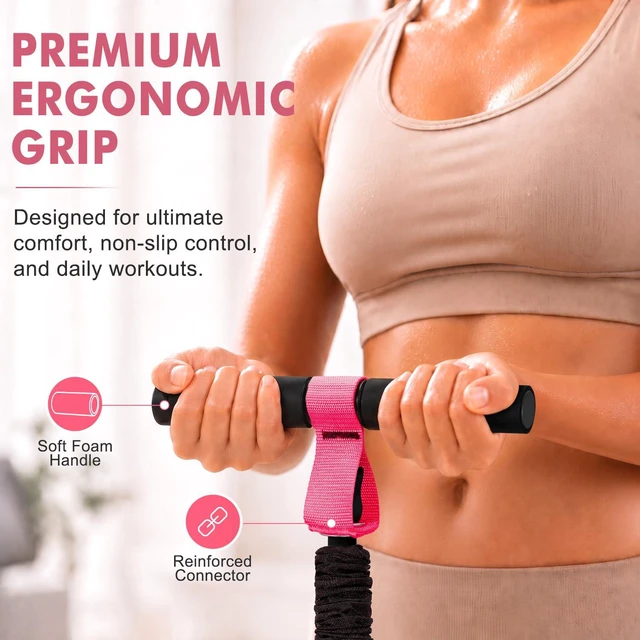 Alt view image 4 of 6 - Pedal Resistance Band with Handle, Upgraded Durable Thickened Latex Tubes and Soft Foam Fabric Foot Pedal, Sit Up Exercise Equipment for Abdomen, Waist, Arm, Core/ABS, Leg, Physical Therapy