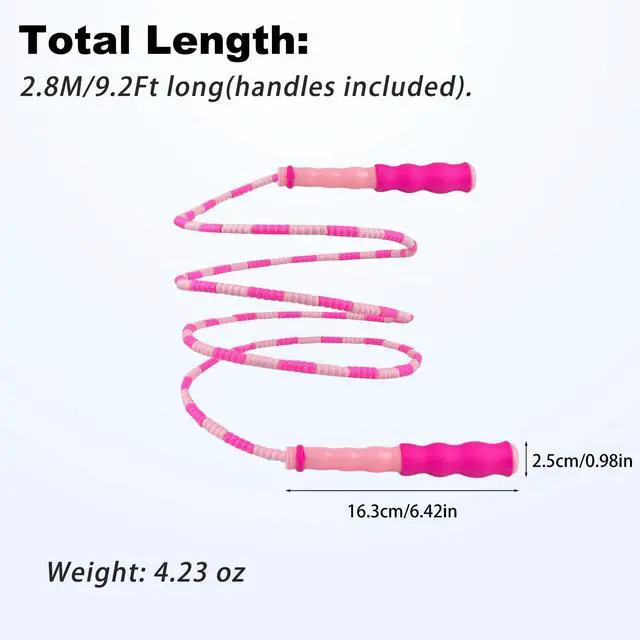Alt view image 3 of 5 - Soft Beaded Jump Ropes For Kids, Adoult Fat Burning Fitness and Weight Loss | Individual bag for easy storage; Adjustable length; Tangle-free segmented;Non-slip handle; Cord length: 240 cm/94.48 inch
