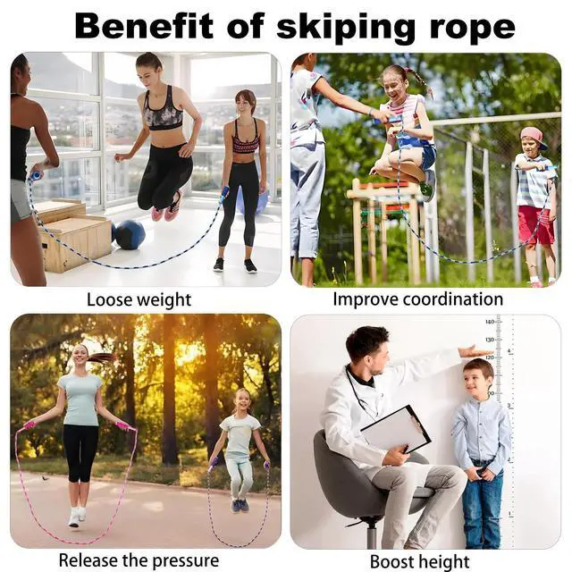 Alt view image 5 of 5 - Soft Beaded Jump Ropes For Kids, Adoult Fat Burning Fitness and Weight Loss | Individual bag for easy storage; Adjustable length; Tangle-free segmented;Non-slip handle; Cord length: 240 cm/94.48 inch