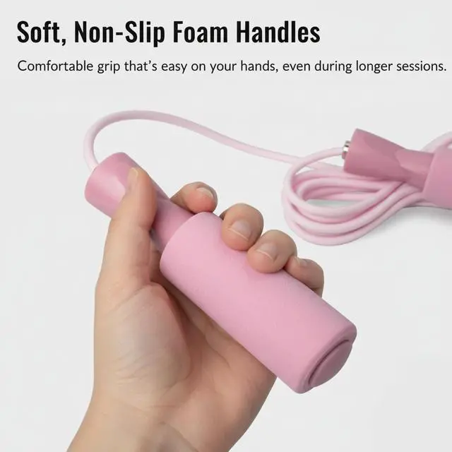 Alt view image 3 of 6 - Jump Rope for Fitness, Adjustable Jump Rope for Men and Women, Exercise Rope for Adults, Cardio Training, Gym and Home Workouts (Pink)