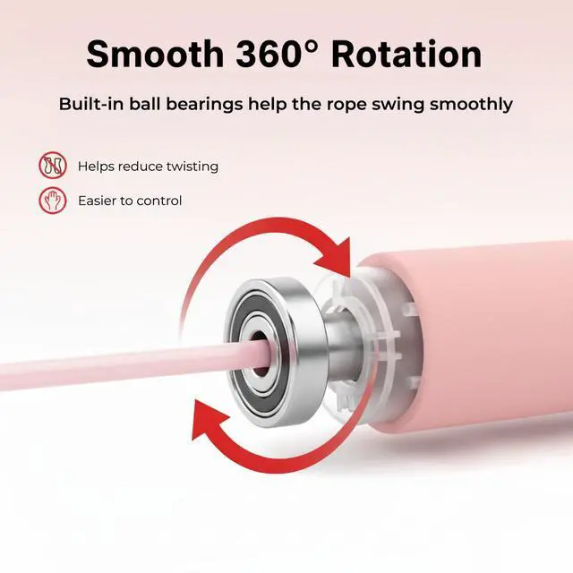 Alt view image 4 of 6 - Jump Rope for Fitness, Adjustable Jump Rope for Men and Women, Exercise Rope for Adults, Cardio Training, Gym and Home Workouts (Pink)