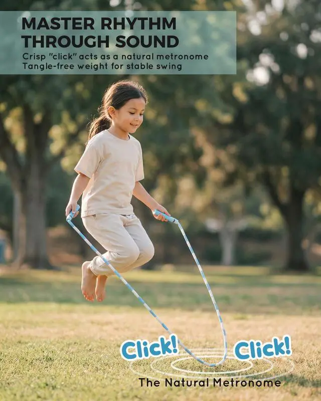 Alt view image 3 of 7 - Ultra-Soft Beaded Jump Rope with Tangle-Free TPU Beads for Kids | Soft TPU beads, thumb-groove grip, rhythmic click sound, waterproof name tag, carry bag, for kids at school and outdoors