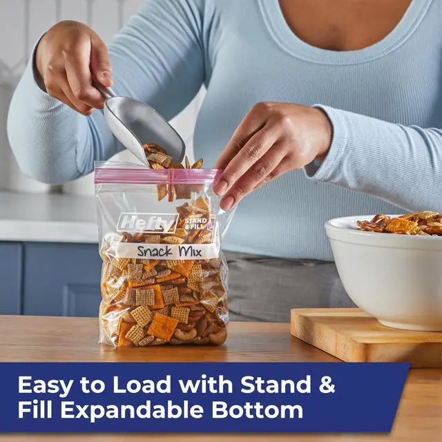 Alt view image 6 of 7 - Press to Close Food Storage Bags, Quart Size, 25ct | Resealable Quart Plastic Bags, Press To Close Seal, Great for Holding Snacks, Sandwiches, Meal Prep, Stand and Fill Bottom