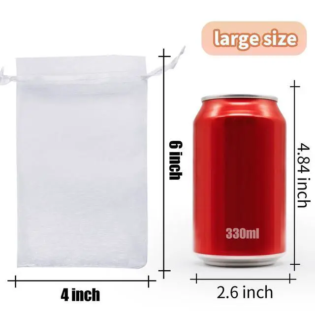 Alt view image 2 of 5 - 100Pcs Organza Bags 4x6 Small Mesh Gift Bags with Drawstring Jewelry Favor | Mini Gifts Pouch Bulk Sheer Satin White Clear Baggies Party Favors Sachet Gauze Wedding Trinket Goodie Candy Soap Bolsitas