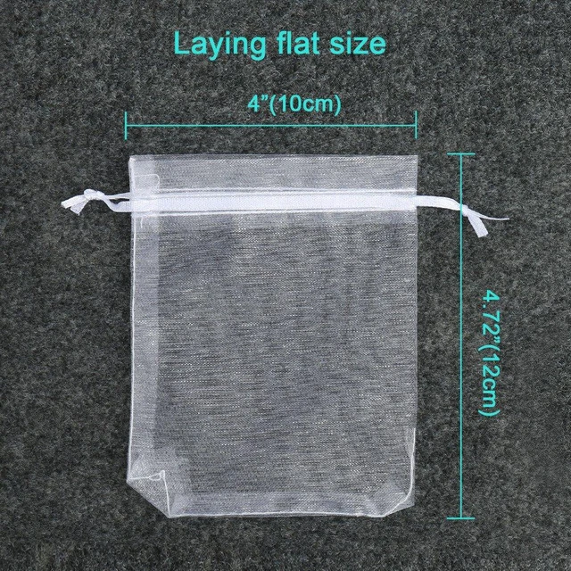 Alt view image 3 of 7 - 100PCS Premium Sheer Organza Bags, White Wedding Favor Bags with Drawstring, 4x4.72 Jewelry Gift Bags for Party, Jewelry, Christmas, Mother's Day, Festival, Bathroom Soaps, Makeup Organza Favor Bags