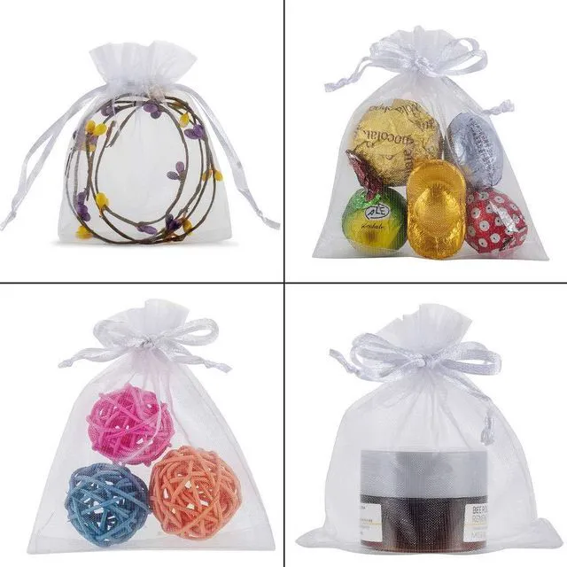 Alt view image 4 of 4 - 100pcs Organza Jewelry Bags 3x4 in Small Mesh Bags Drawstring | Sheer for Visibility, Easy to Open and Close, Suitable for Earrings, Charms, Candy, Wedding Favors, Sachets, and Small Gifts