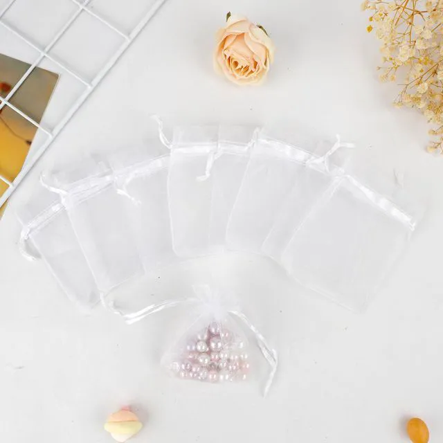 Alt view image 7 of 7 - Organza Bags, White Organza Bags, 50Pcs, Sheer Organzas Bag 3 x 4 inch, Jewelry Gift Bags, Party Favor Bags with Drawstring, Mesh Gift Pouches Mini Candy Pouch for Wedding Christmas Party