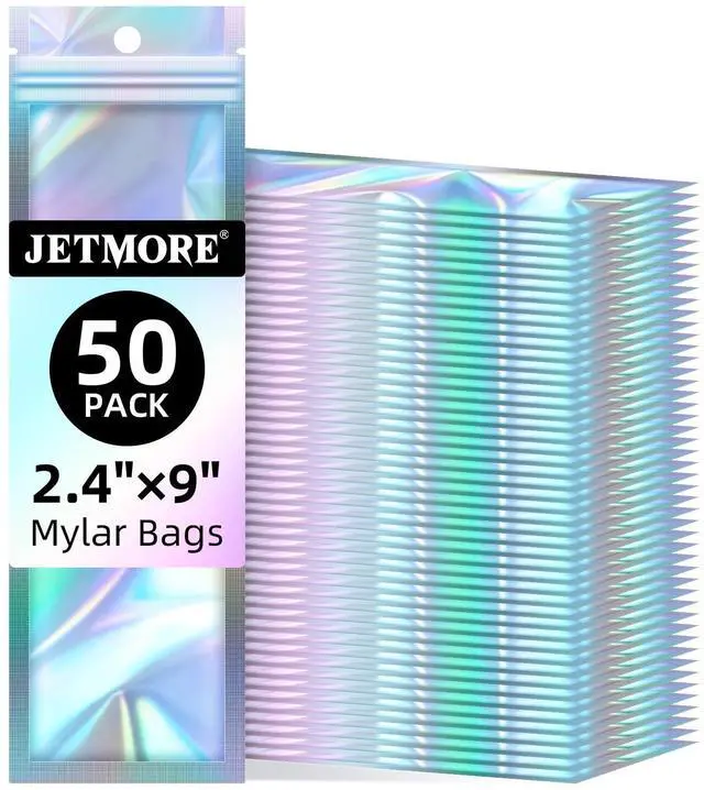Main image of Holographic Bags, 50 PCS Mylar Bags, 2.4x9in Resealable Treat Bags | Resealable bags for small business hold candy, jewelry and samples, freshie bags support gifts, favors and organized display
