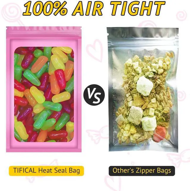 Alt view image 5 of 6 - 100PCS Resealable Holographic Bags, Jewelry Bags|Pink,3x5in | Gift bags, mylar bags for jewelry, lip gloss, eyelashes, candy, party favors, samples, package bags and little bags