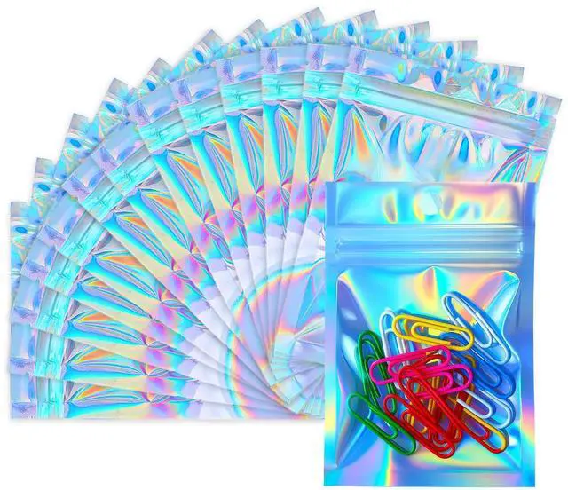 Main image of Holographic Bags, 2x2.5 inch Resealable smell proof bags for Food, Small Business and Party Favor Storage(100 Pack)
