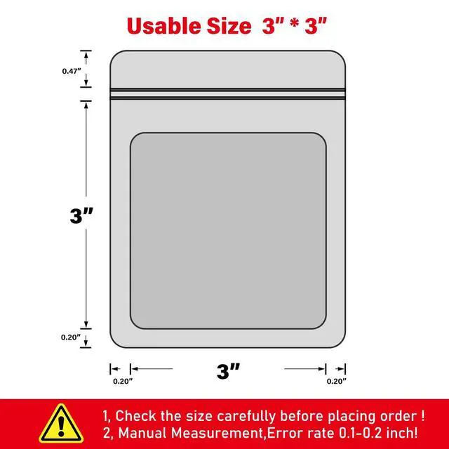 Alt view image 2 of 7 - 100-Pack Mylar Bags Resealable Sealable Holographic Zip Bag Jewelry Candy Sample Product Small Bussiness Packaging Supplies 3×3 InchBlack