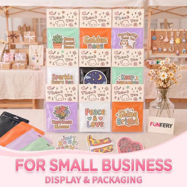 Alt view image 4 of 7 - 100pcs Resealable Bag,Mylar Cute-Zip Bag with Clear Front 2.4x3.9in | Reusable Odor Proof Packaging Bags,Black Small Pouches for Jewelry,Beads,Candy,Snack,Sample,Sticker,Gift and Small Business