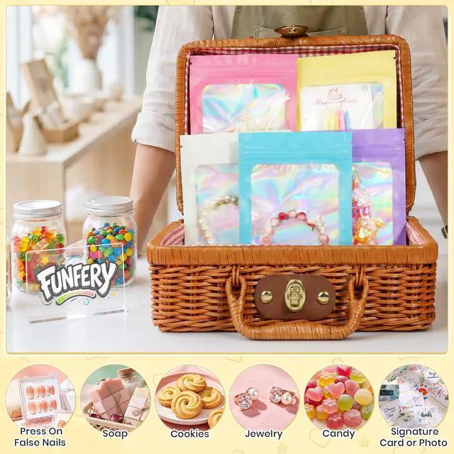 Alt view image 4 of 7 - 100 PCS 10 Mixed Color Mylar Holographic Bags,Smell Proof Resealable Bags,Clear Foil Zipper Bag for Food Storage,Small Packaging Baggies for Samples,Candy,Jewelry,Small Business-3x4.7 in