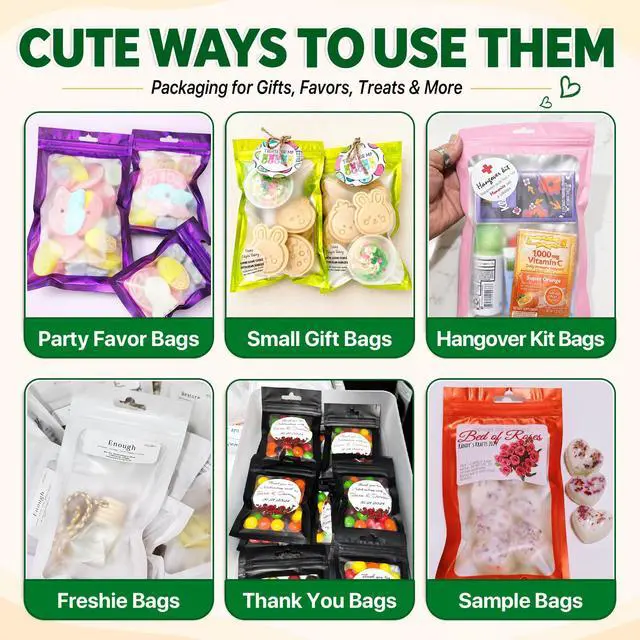 Alt view image 6 of 7 - 100PCS Mylar Bags Resealable Black Small Smell Proof Bags 2.75x3.93 | Sealable Packaging Bags Frosted Clear Window, Plastic Foil Zip Pouch Bags for Small Business Candy Treat Jewelry Food Storage