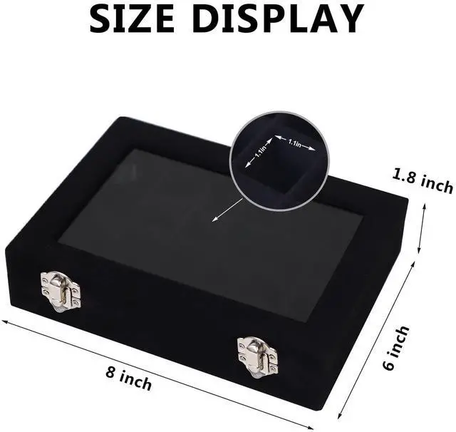 Alt view image 2 of 7 - Velvet Jewelry Box 24 Grid Jewelry Earrings Display Organiser Box Ring Tray Holder Earrings Storage Case for Girls Women Wife Mom (Black)