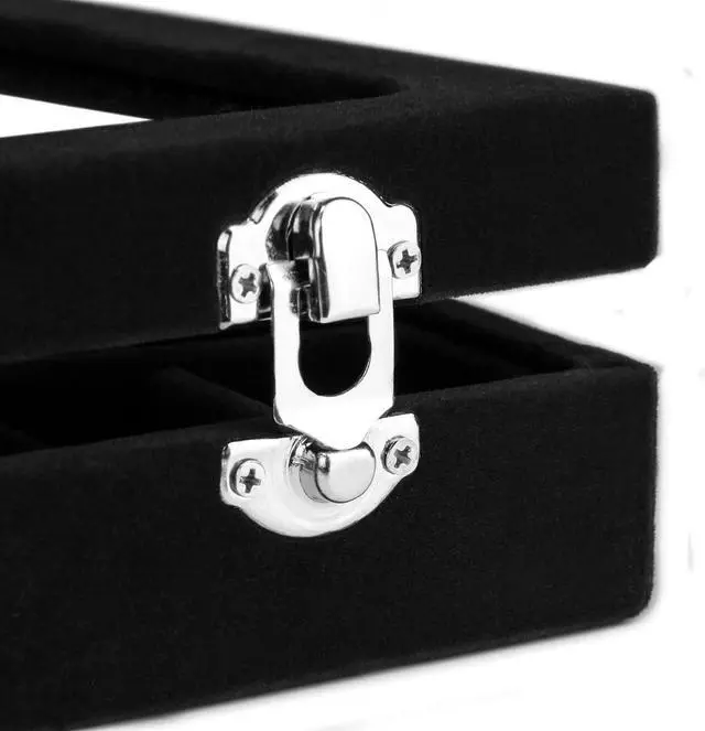 Alt view image 5 of 7 - Velvet Jewelry Box 24 Grid Jewelry Earrings Display Organiser Box Ring Tray Holder Earrings Storage Case for Girls Women Wife Mom (Black)