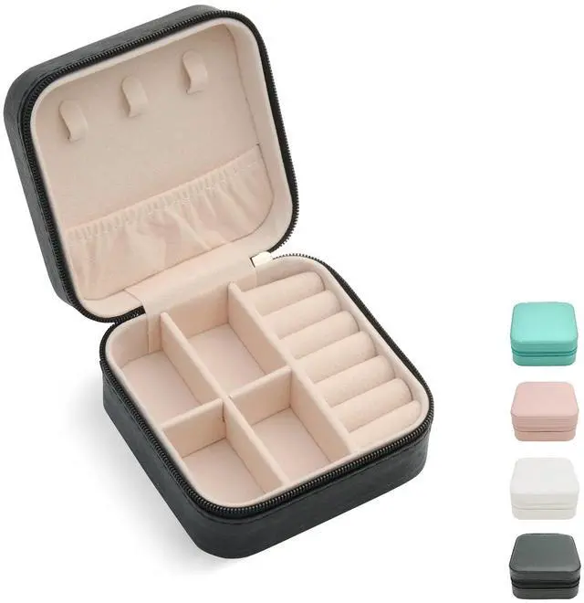 Main image of Mini Jewelry Travel Case, Small Portable Jewellry Organizer Box Portable Display Storage Box for Rings Earrings Necklaces, Gifts for Girl, Women, Wedding, Birthday, Mom, Mother's Day (Black)