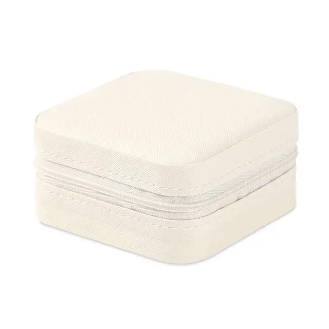 Alt view image 2 of 7 - Portable Travel Mini Jewelry Box Leather Jewellery Ring Organizer Case Storage Gift Box Girls Women (white).