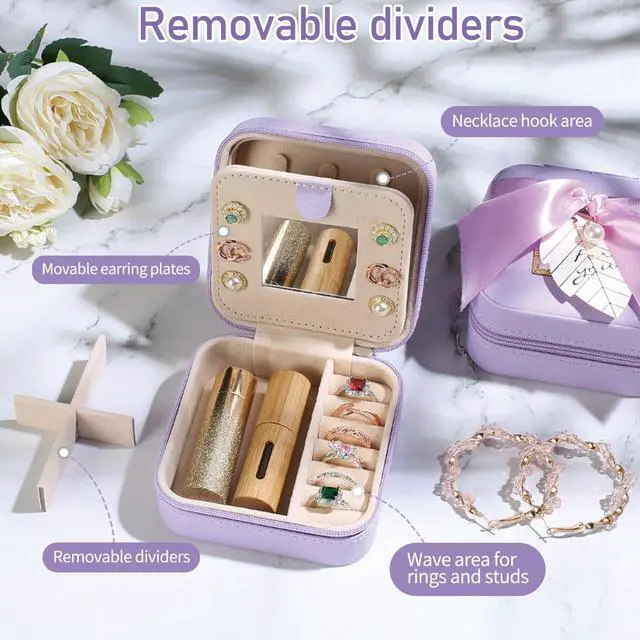 Alt view image 4 of 6 - Initial Travel Jewelry Case, Organizer, Small Box - Birthday, Graduation, Bridesmaid, Teacher Gifts for Women, Teen Girls - Essentials, Initial K