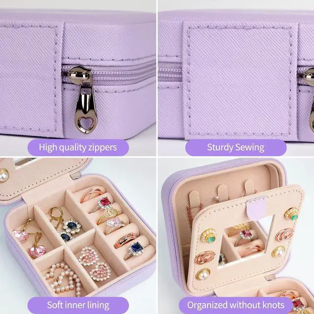 Alt view image 6 of 6 - Initial Travel Jewelry Case, Organizer, Small Box - Birthday, Graduation, Bridesmaid, Teacher Gifts for Women, Teen Girls - Essentials, Initial K