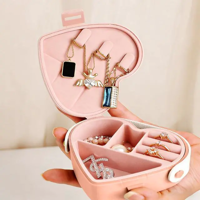 Alt view image 2 of 6 - Travel Jewelry Case for Women Mini Portable Jewelry Organizer Box Rings Necklaces Earrings Jewelry Case for Girls Gift