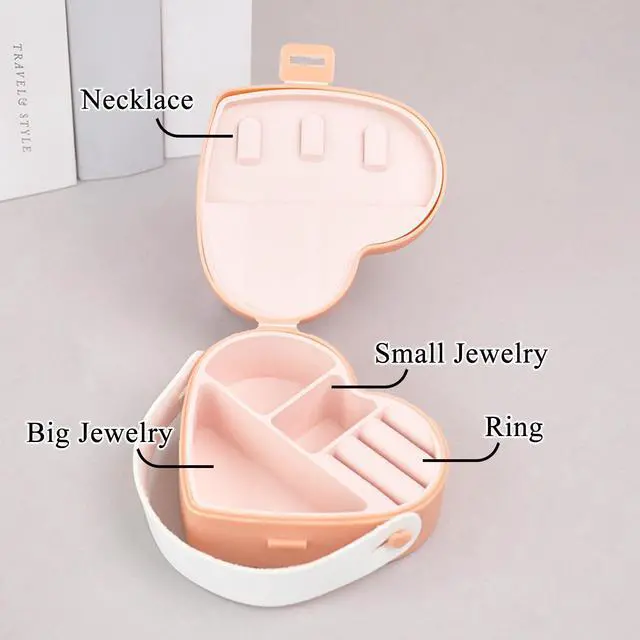 Alt view image 3 of 6 - Travel Jewelry Case for Women Mini Portable Jewelry Organizer Box Rings Necklaces Earrings Jewelry Case for Girls Gift