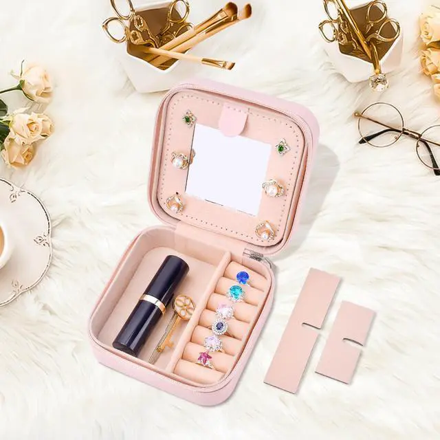 Alt view image 6 of 7 - Travel Jewelry Case Box Organizer Personalized Gifts for Women | Mothers Day Mom Gifts for Aunt Sister Wife Daughter Grandma, Bridesmaid Gifts Traveling Essentials, Initial S