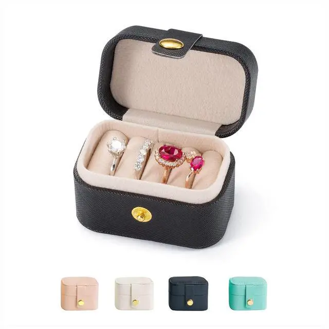 Main image of Travel Jewelry Ring Case,Small Jewelry Ring Box,Ring Holder,Mini Jewelry Case Portable Storage Case, for Women Girls, for Travel,Business,Wedding,Bridesmaid Gift (Black)