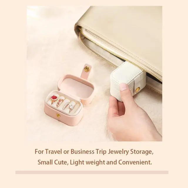Alt view image 3 of 7 - Travel Jewelry Ring Case,Small Jewelry Ring Box,Ring Holder,Mini Jewelry Case Portable Storage Case, for Women Girls, for Travel,Business,Wedding,Bridesmaid Gift (Black)