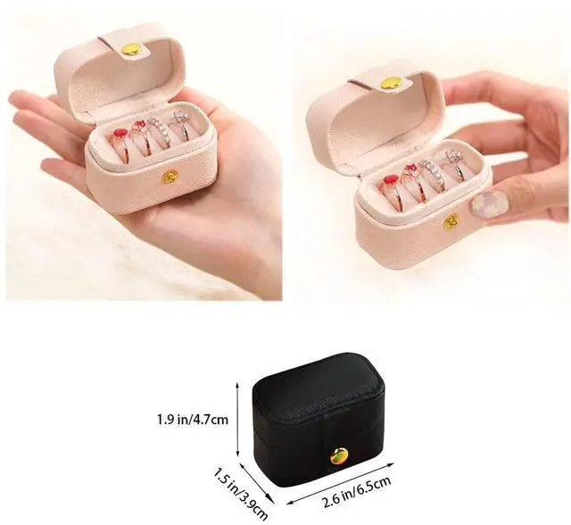 Alt view image 2 of 7 - Travel Jewelry Ring Case,Small Jewelry Ring Box,Ring Holder,Mini Jewelry Case Portable Storage Case, for Women Girls, for Travel,Business,Wedding,Bridesmaid Gift (Black)