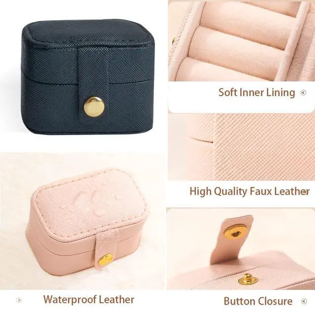 Alt view image 4 of 7 - Travel Jewelry Ring Case,Small Jewelry Ring Box,Ring Holder,Mini Jewelry Case Portable Storage Case, for Women Girls, for Travel,Business,Wedding,Bridesmaid Gift (Black)