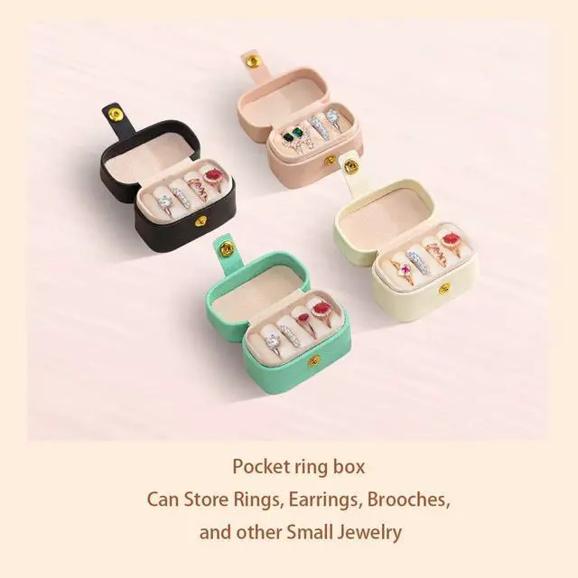 Alt view image 5 of 7 - Travel Jewelry Ring Case,Small Jewelry Ring Box,Ring Holder,Mini Jewelry Case Portable Storage Case, for Women Girls, for Travel,Business,Wedding,Bridesmaid Gift (Black)