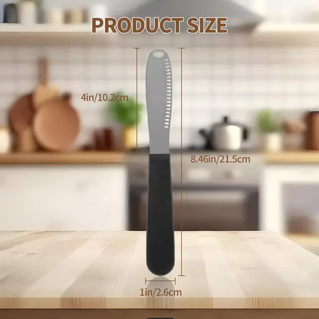 Alt view image 2 of 6 - 2 Pcs Butter Knife Spreader with Holes, 3 in 1 butter knife, butter curler knife, Butter Grater with Ergonomic Handle, stainless steel butter spreader for Butter, Cheese, Jam