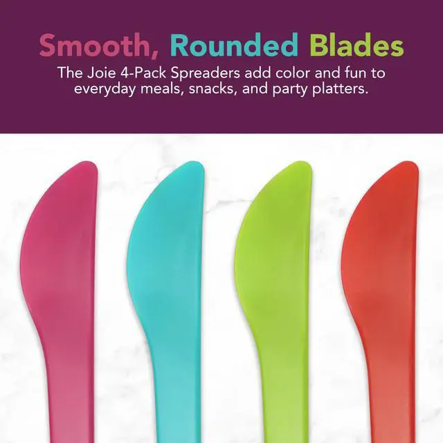Alt view image 4 of 7 - Spreaders Set, Reusable Plastic Knives, 4-Count Assorted Colors | Ideal for Butter, Jelly, Cream Cheese, and More, BPA-Free and Dishwasher Safe