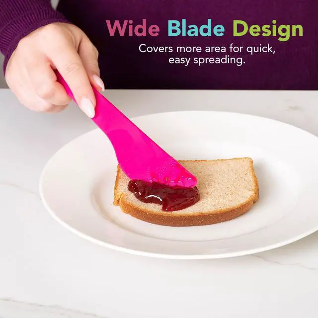 Alt view image 5 of 7 - Spreaders Set, Reusable Plastic Knives, 4-Count Assorted Colors | Ideal for Butter, Jelly, Cream Cheese, and More, BPA-Free and Dishwasher Safe