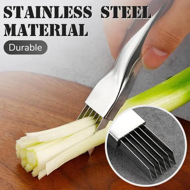 Alt view image 6 of 7 - 2024 New Shred Silk The Knife, Stainless Steel Chopped Green Onion Knife, Kitchen Vegetable Cutter Sharp Scallion Shredding Cutter Shred Knife Household Multifunctional Food Slicer Gadget
