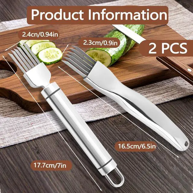 Alt view image 2 of 7 - 2 Piece Shred Silk The Knife, Stainless Steel Chopped Green Onion Knife, Multifunctional Scallion Cutter Shredder Chopper for Kitchen Tool Sharper Food Slicing