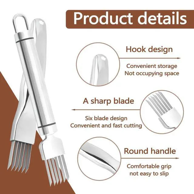 Alt view image 3 of 7 - 2 Piece Shred Silk The Knife, Stainless Steel Chopped Green Onion Knife, Multifunctional Scallion Cutter Shredder Chopper for Kitchen Tool Sharper Food Slicing