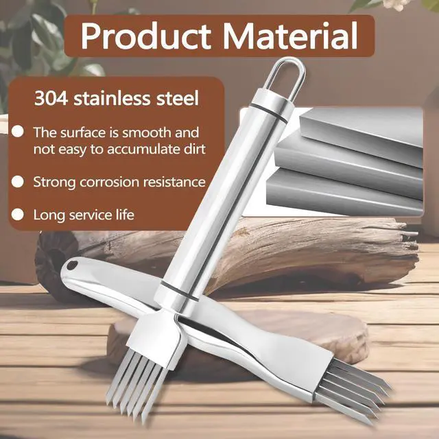 Alt view image 4 of 7 - 2 Piece Shred Silk The Knife, Stainless Steel Chopped Green Onion Knife, Multifunctional Scallion Cutter Shredder Chopper for Kitchen Tool Sharper Food Slicing