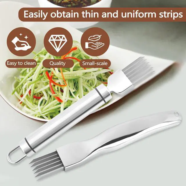 Alt view image 5 of 7 - 2 Piece Shred Silk The Knife, Stainless Steel Chopped Green Onion Knife, Multifunctional Scallion Cutter Shredder Chopper for Kitchen Tool Sharper Food Slicing