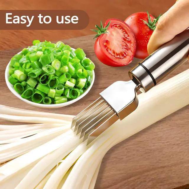 Alt view image 6 of 7 - 2 Piece Shred Silk The Knife, Stainless Steel Chopped Green Onion Knife, Multifunctional Scallion Cutter Shredder Chopper for Kitchen Tool Sharper Food Slicing