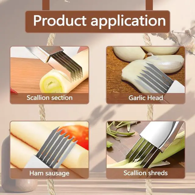 Alt view image 7 of 7 - 2 Piece Shred Silk The Knife, Stainless Steel Chopped Green Onion Knife, Multifunctional Scallion Cutter Shredder Chopper for Kitchen Tool Sharper Food Slicing